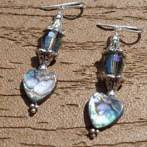 New Abalone & Swarovski crystals Sterling Earrings